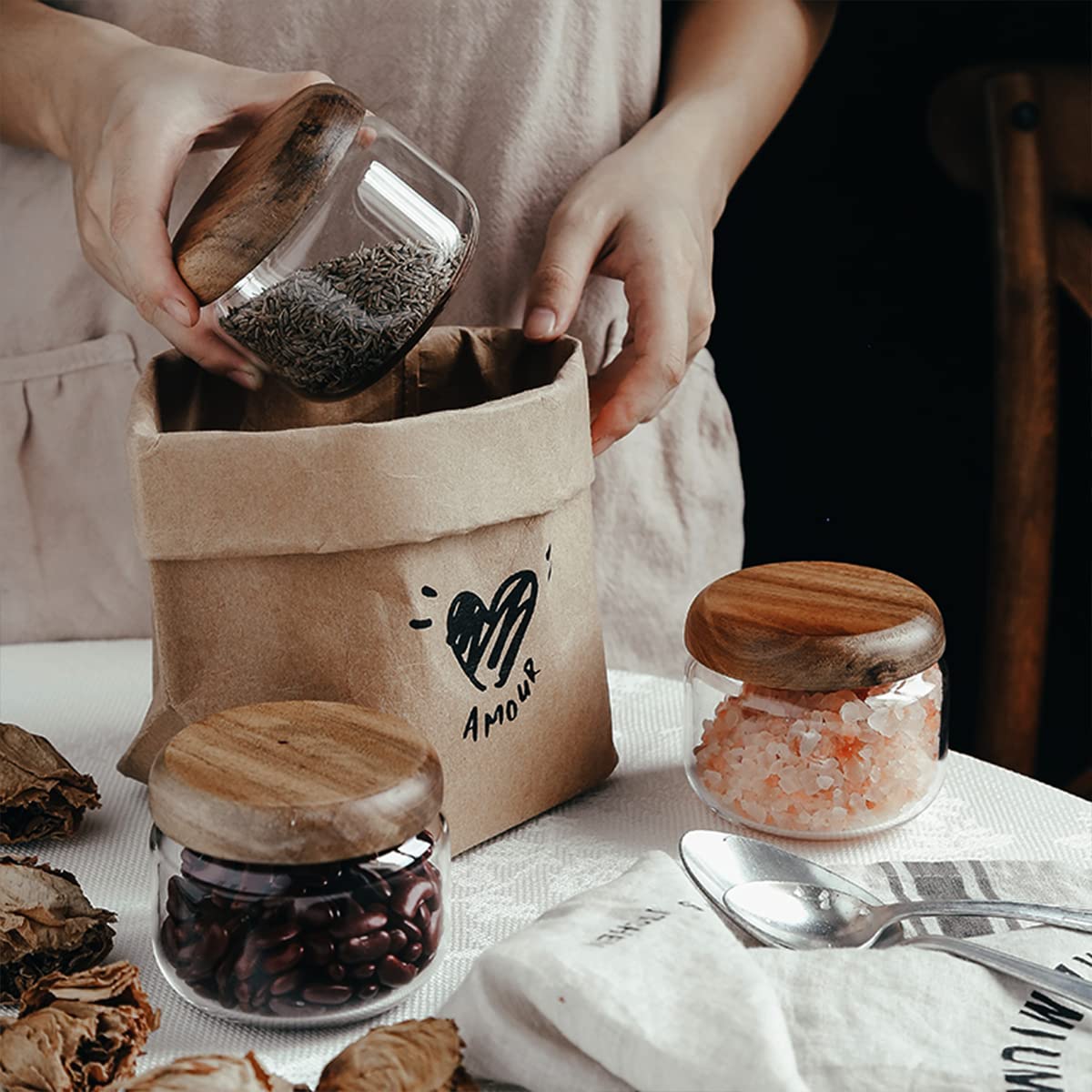 HolaJia 14-ounce jar stored with oats, cereals, and snacks.