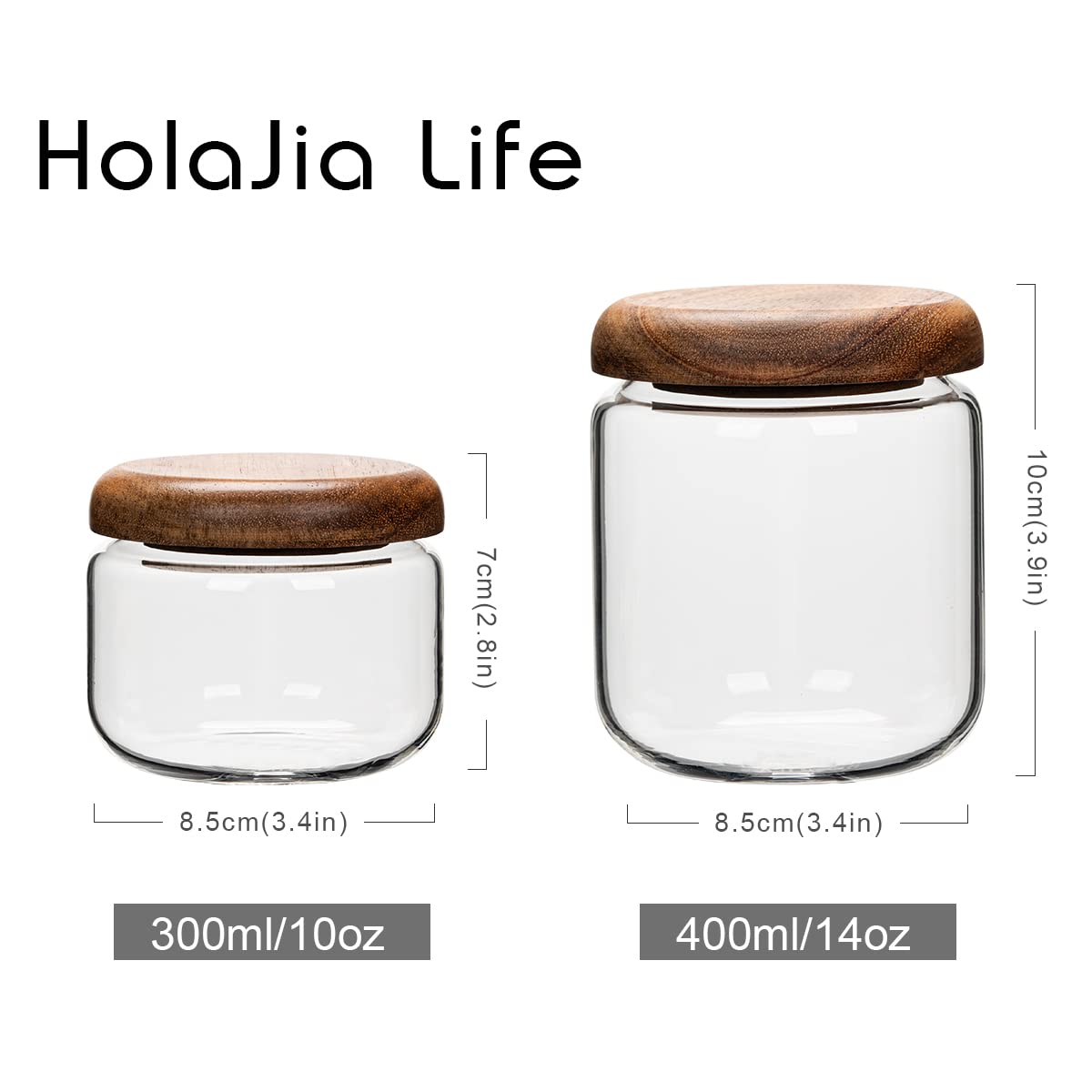 HolaJia 10oz jar suitable for snacks, jams, and nuts.