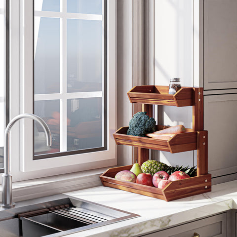HOLANA Acacia 3-Tier, snack display, helps organize kitchen staples at a glance.