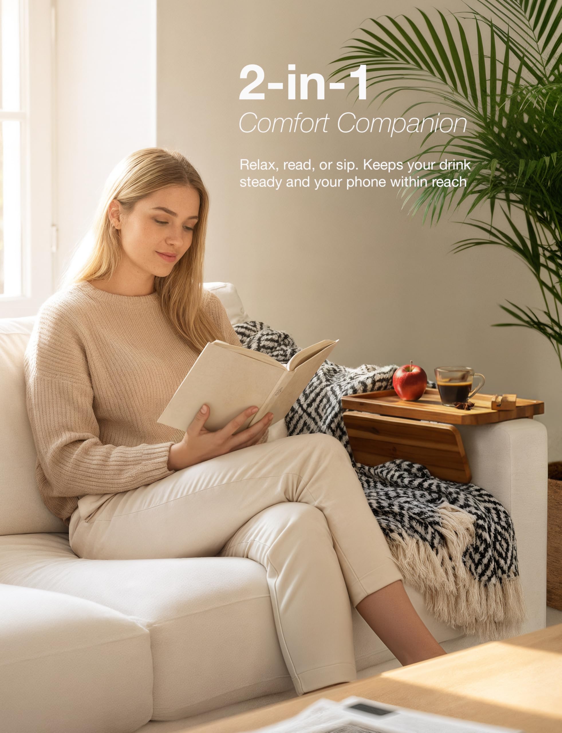 HOLANA no-assembly armrest tray ready to use out of the box