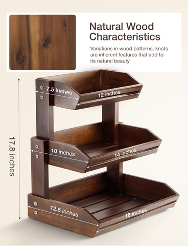 HOLANA Acacia produce storage bin ideal for veggies, snacks, or bread.