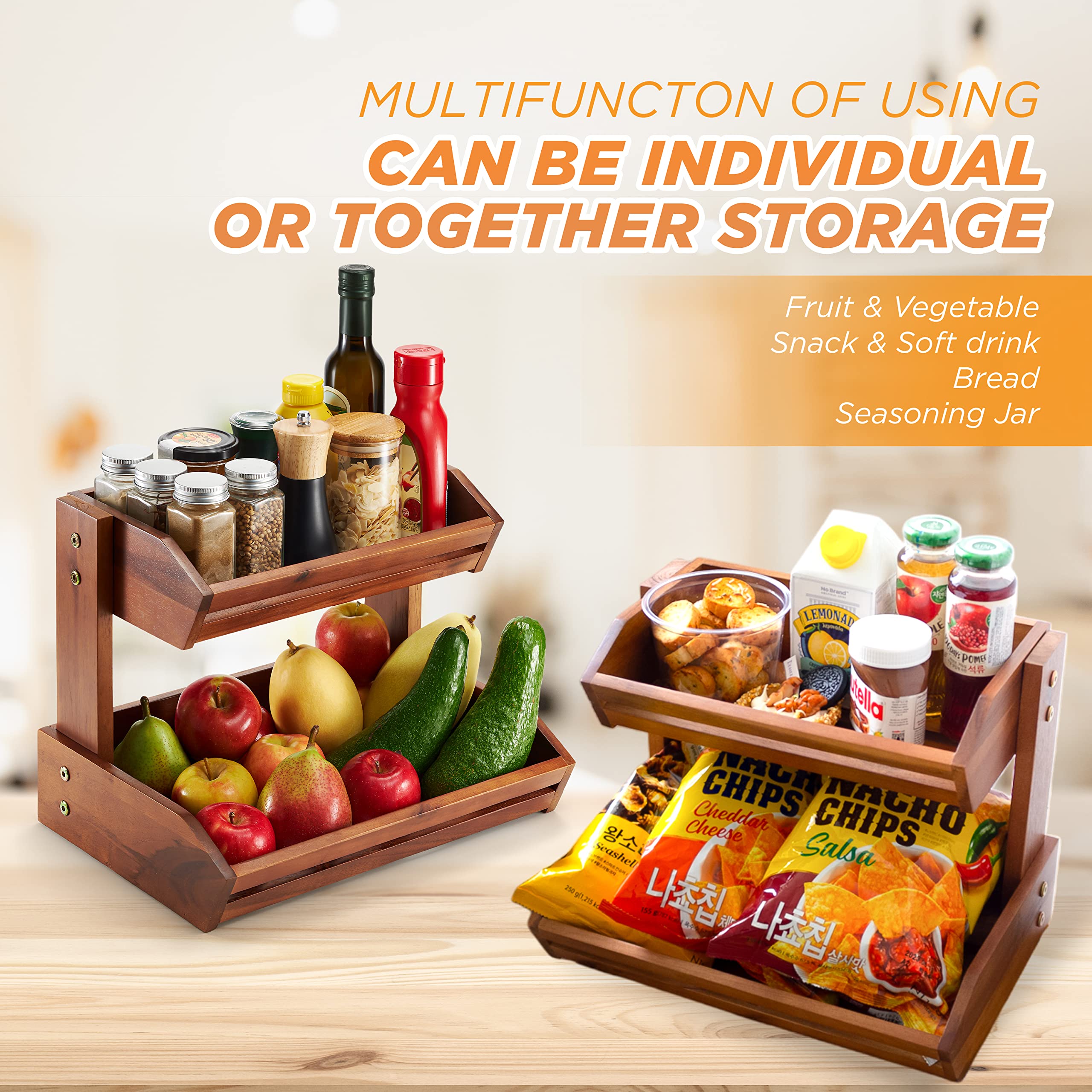 HOLANA Acacia with fruits illustrates practical kitchen storage and easy access.