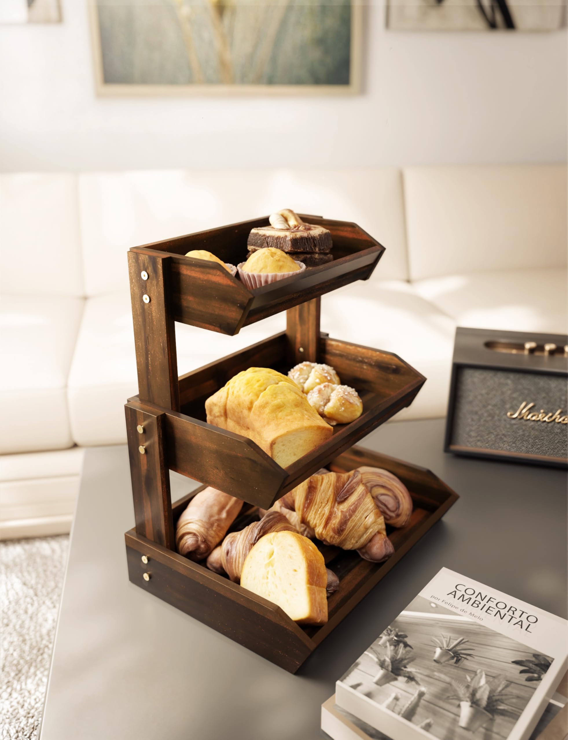 HOLANA Acacia wooden kitchen accessory collection complements modern counters.