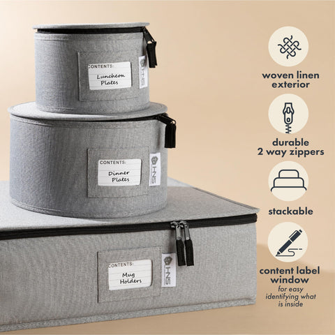 HOLDN STORAGE with felt dividers keeps plates and cups separated