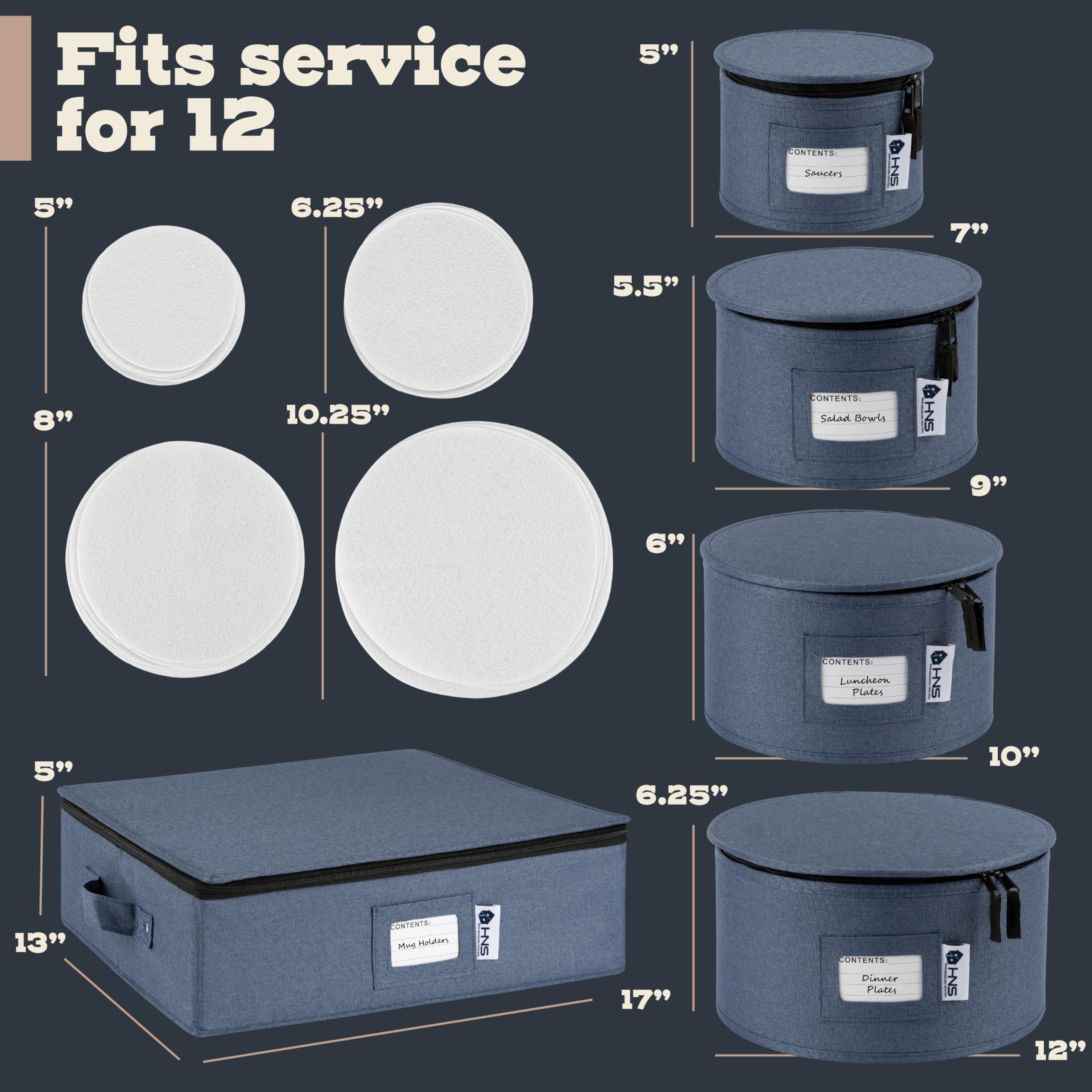 HOLDN’ STORAGE denim blue container with clear label window for easy content identification
