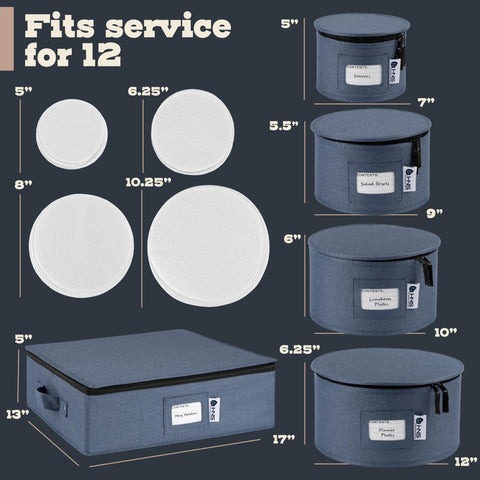 HOLDN’ STORAGE denim blue container with clear label window for easy content identification