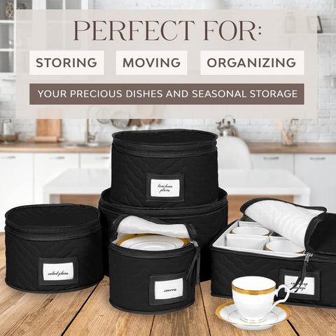 HOLDN’ STORAGE dinnerware organizer dividers keep dishes scratch-free during moves.