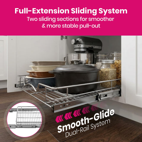 HOLDN’ STORAGE fits cabinet openings 9-1/4 inch for broad compatibility.