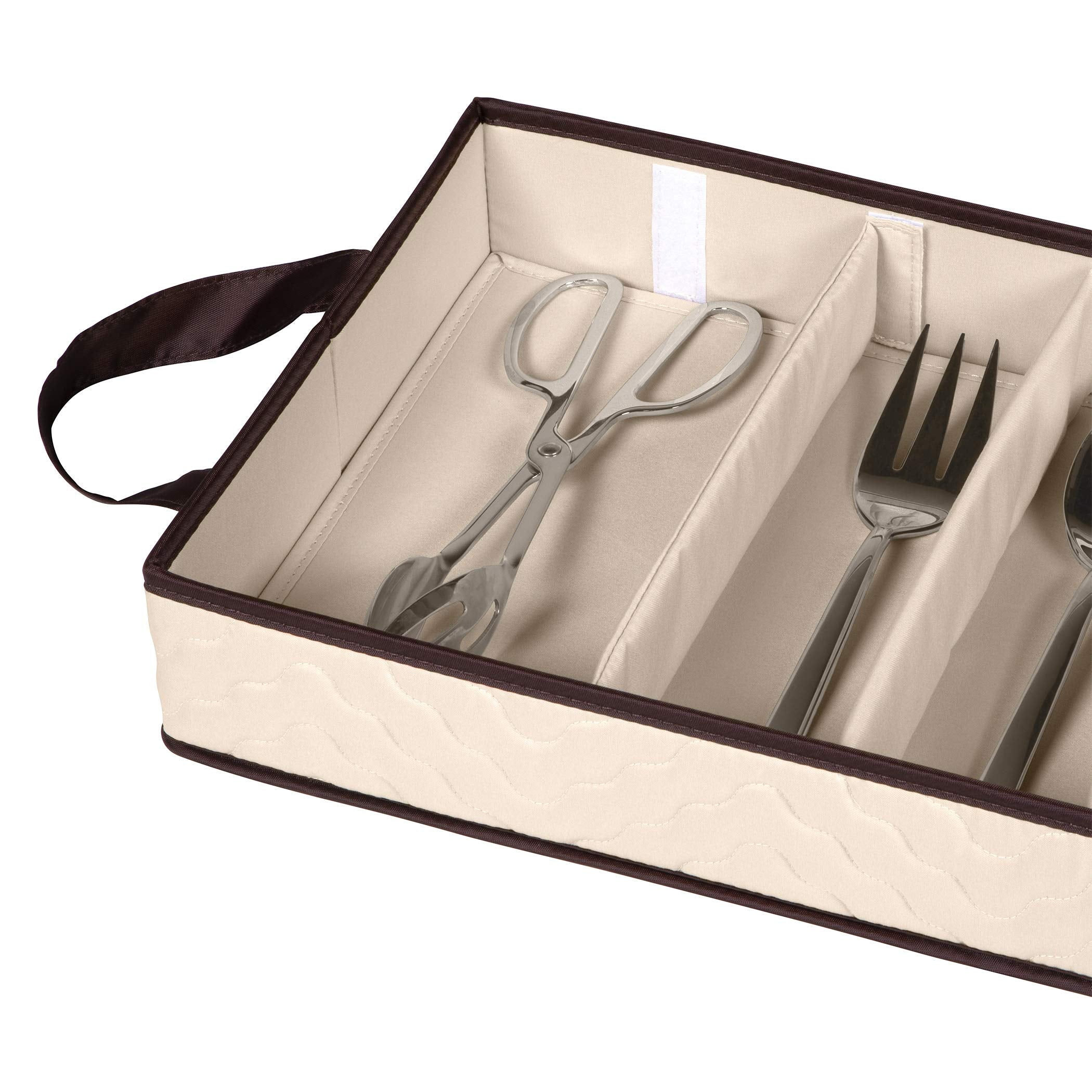 HOLDN’ STORAGE beige dining organizer keeps flatware tidy and accessible