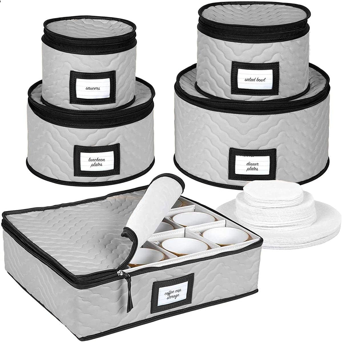 HOLDN’ STORAGE gray 5-piece set keeps dinnerware securely stored