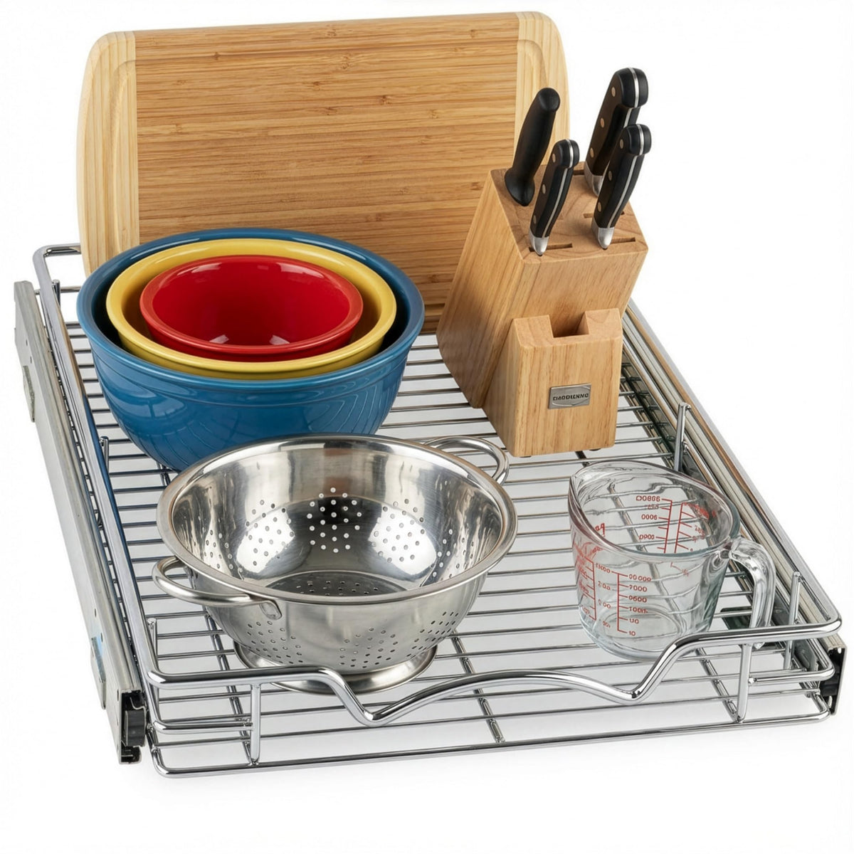 HOLDN’ STORAGE pull-out cabinet organizer with smooth slide for easy spice access.