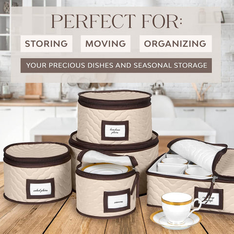 HOLDN’ STORAGE quilted microfiber dividers cushion fragile glassware and dinnerware.