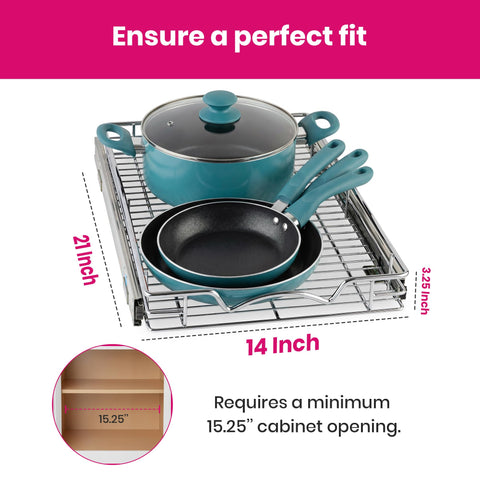 HOLDN’ STORAGE steel shelf inserts support up to 50 pounds in a cabinet.