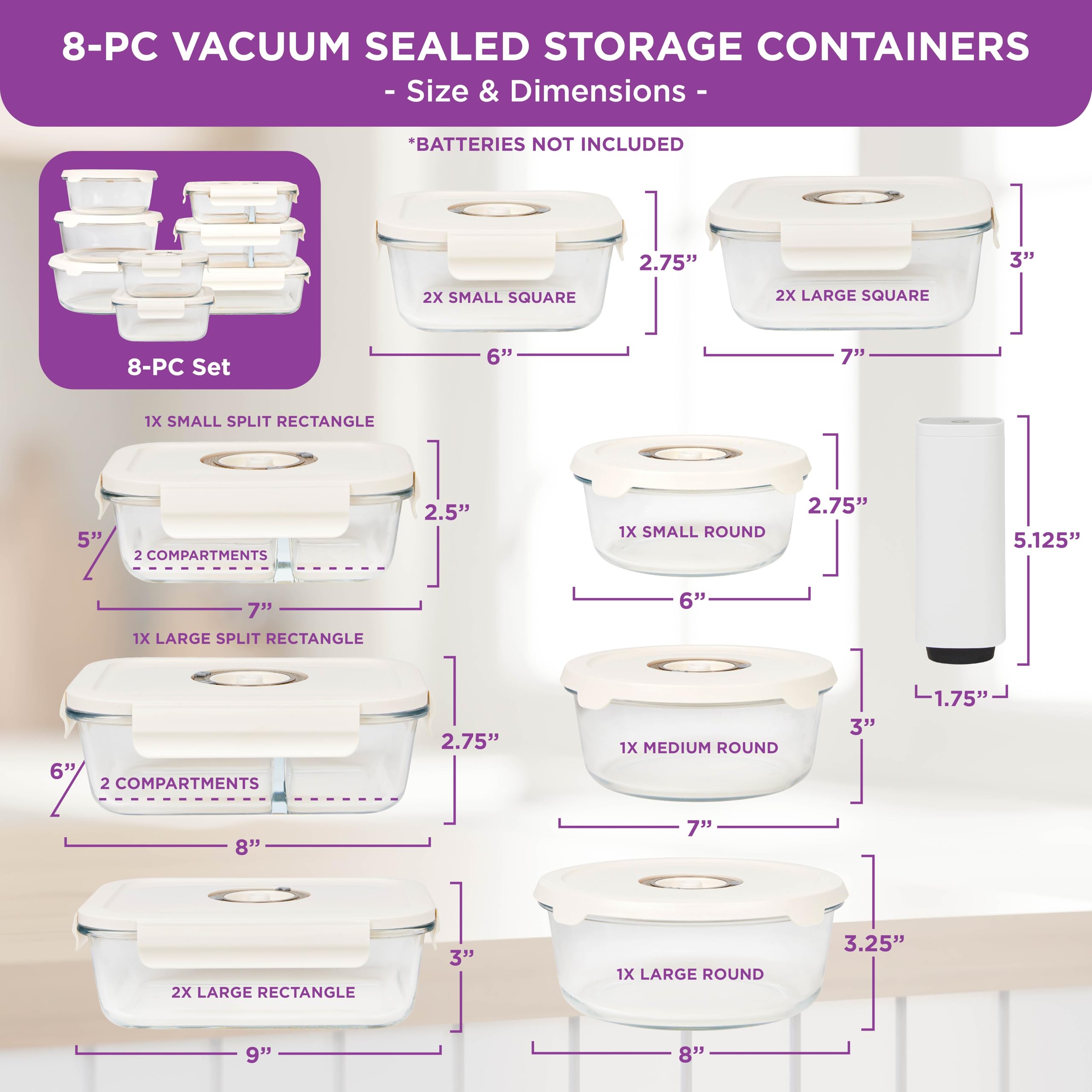 Holdn’ STORAGE 800ml square vacuum glass container with stackable design