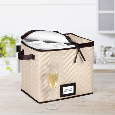 HOLDN’ STORAGE fits champagne flutes securely with evenly spaced 3.75 inch cells.