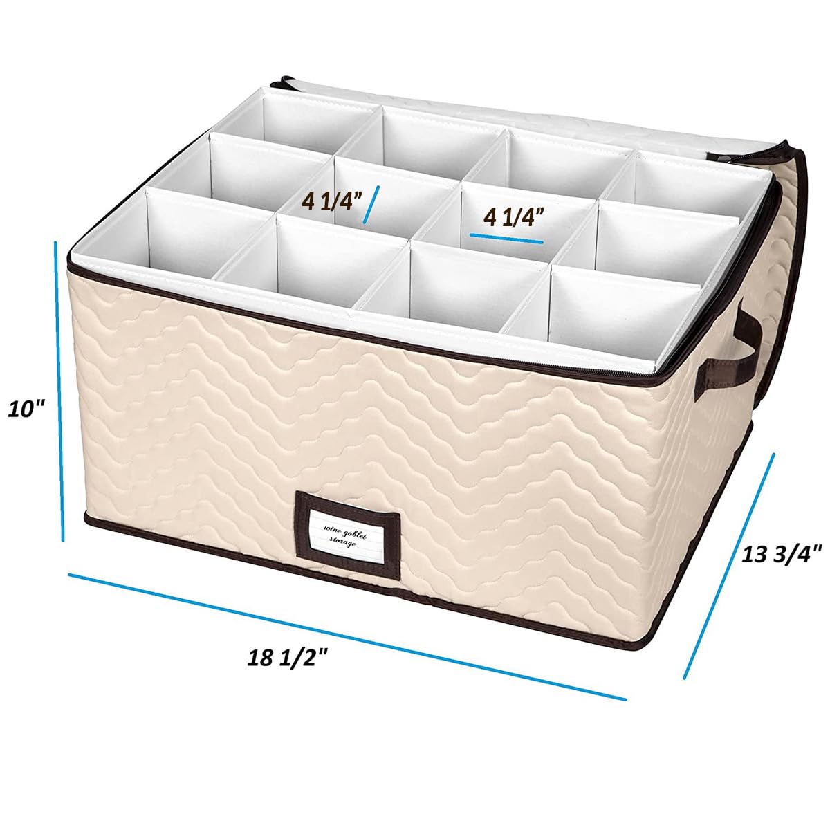 HoldnStorage clear front label for quick identification of champagne flutes.