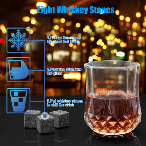 HOLEEKIC granite chilling rocks keep whiskey cool without watering down flavors