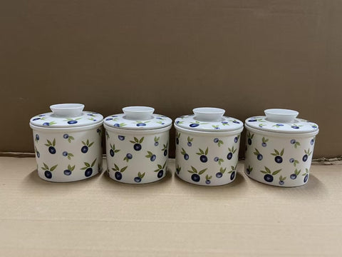 HOLIBAN blueberry butter dish on counter adds modern kitchen style.