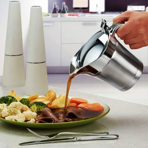 HOLIBAN gravy boat with non-drip pour-spout for easy serving.