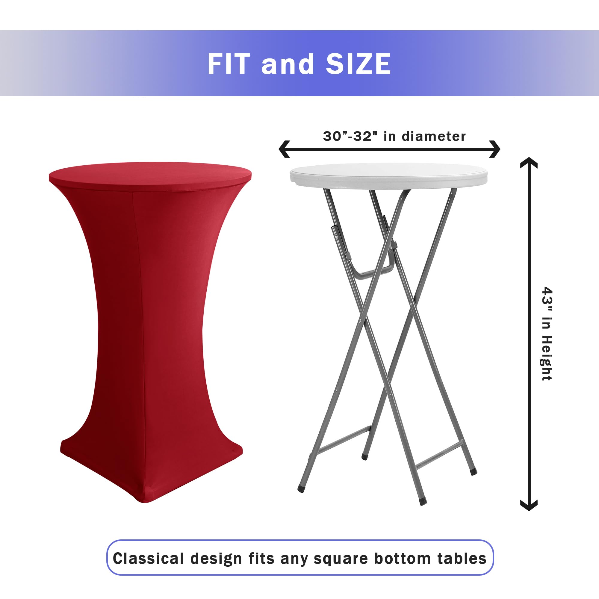 HolidayIdeas dark red cover on a round high-top table enhances ambiance