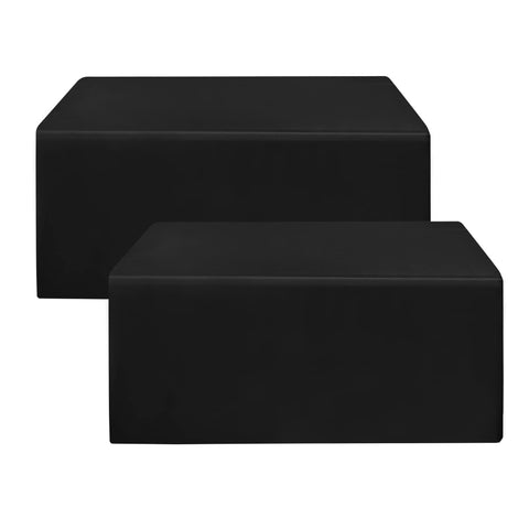 HolidayIdeas fitted black tablecloth 72x30 on a 6-foot table for events