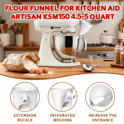 HolidayMap flour funnel locked-fit design ensures uninterrupted mixing during prep.