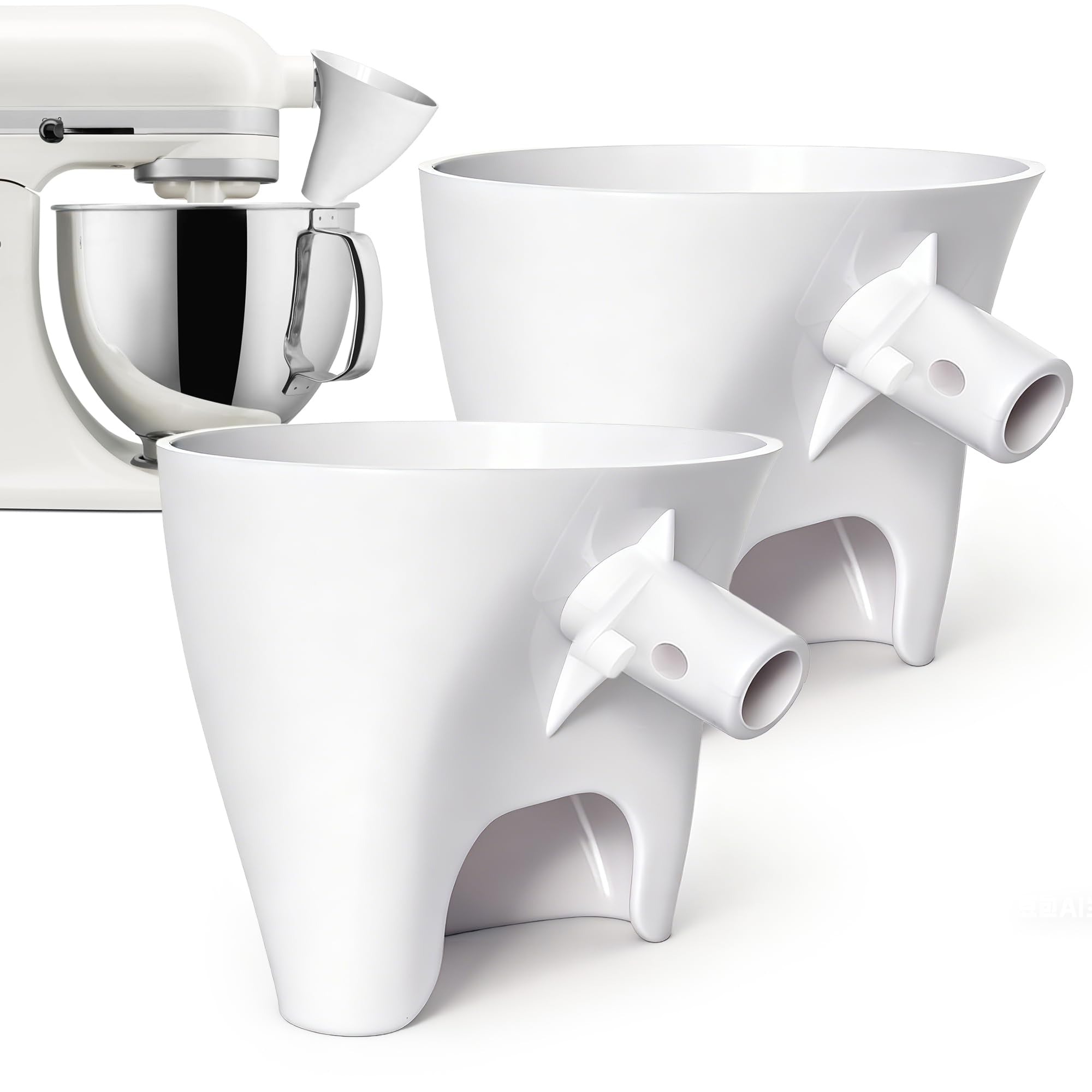 HolidayMap flour funnel top view for KSM150, mess-free pour into the mixer bowl.