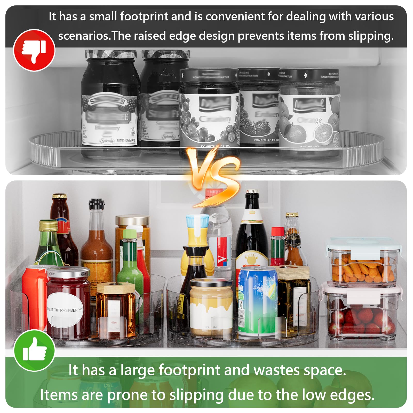 Holinwa clear fridge turntable providing visibility and space efficiency