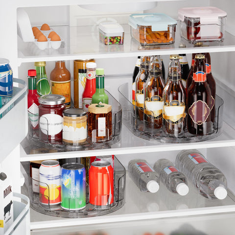 Holinwa pantry and cabinet storage on a clear turntable