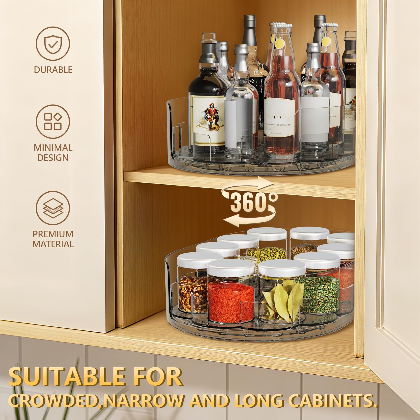 Holinwa rectangular turntable design fits narrow fridge shelves