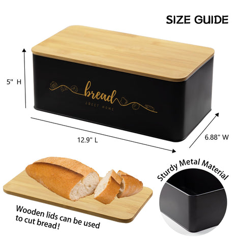 Holismo bread box bamboo lid doubles as cutting board during prep.