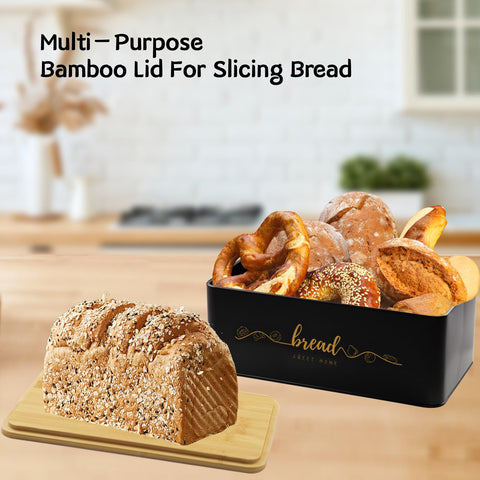 Holismo bread box dimensions help fit standard loaves neatly.