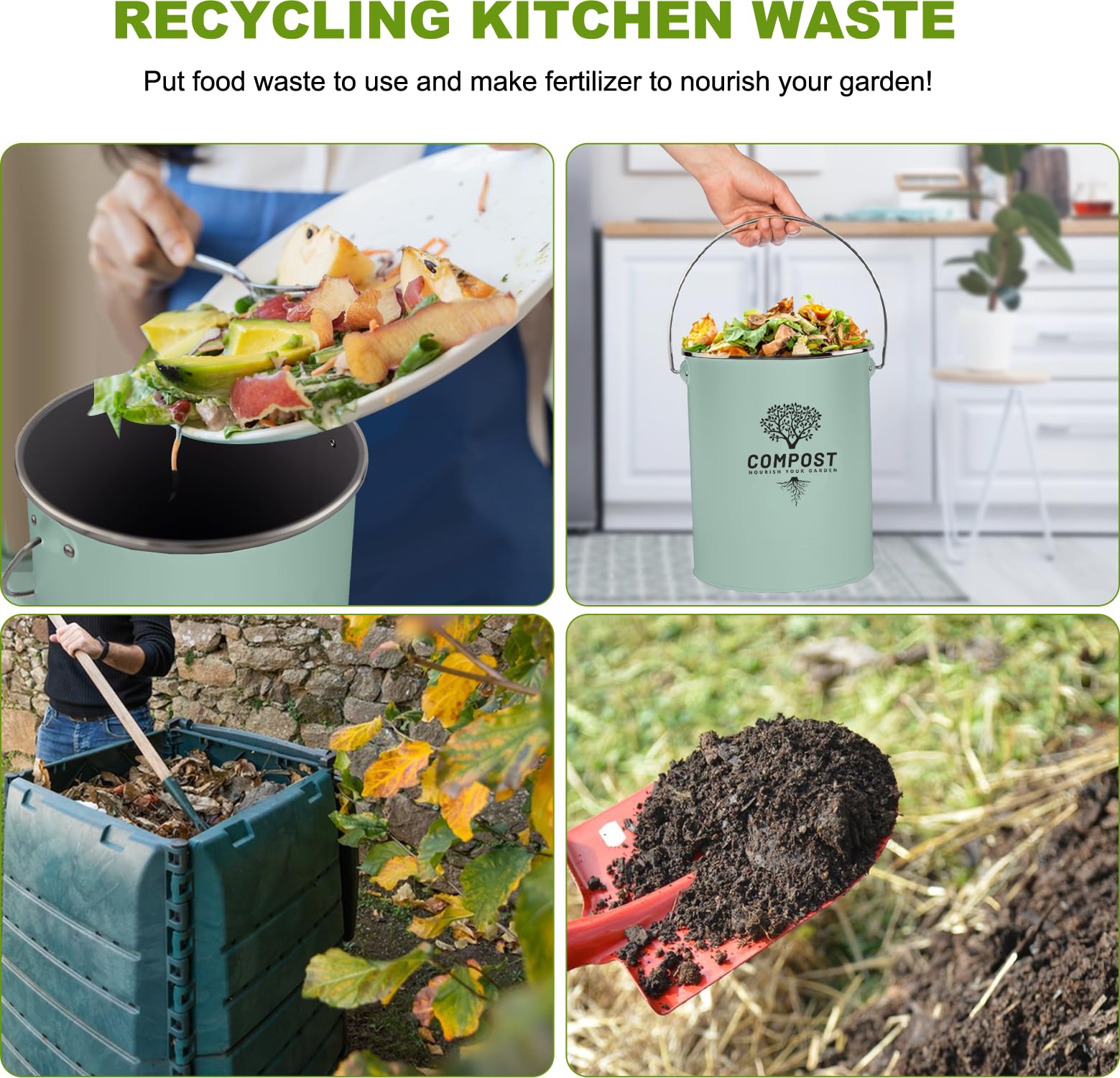 Holismo activated charcoal filter keeps your kitchen fresh during everyday food waste.