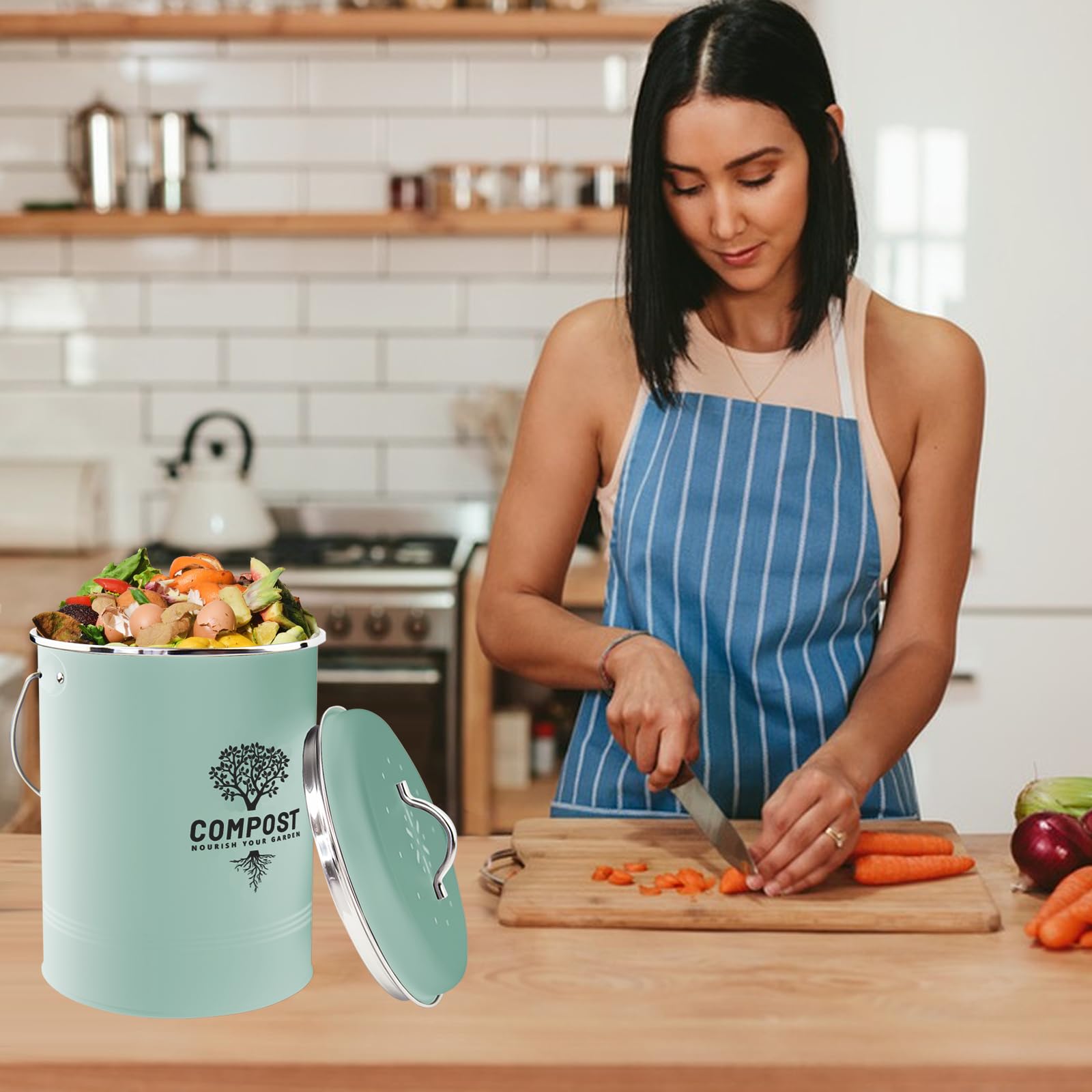 Holismo compact design blends into countertops while supporting sustainable home waste habits.