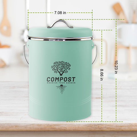 Holismo compost bin with charcoal filter reduces kitchen smells while you sort daily scraps.