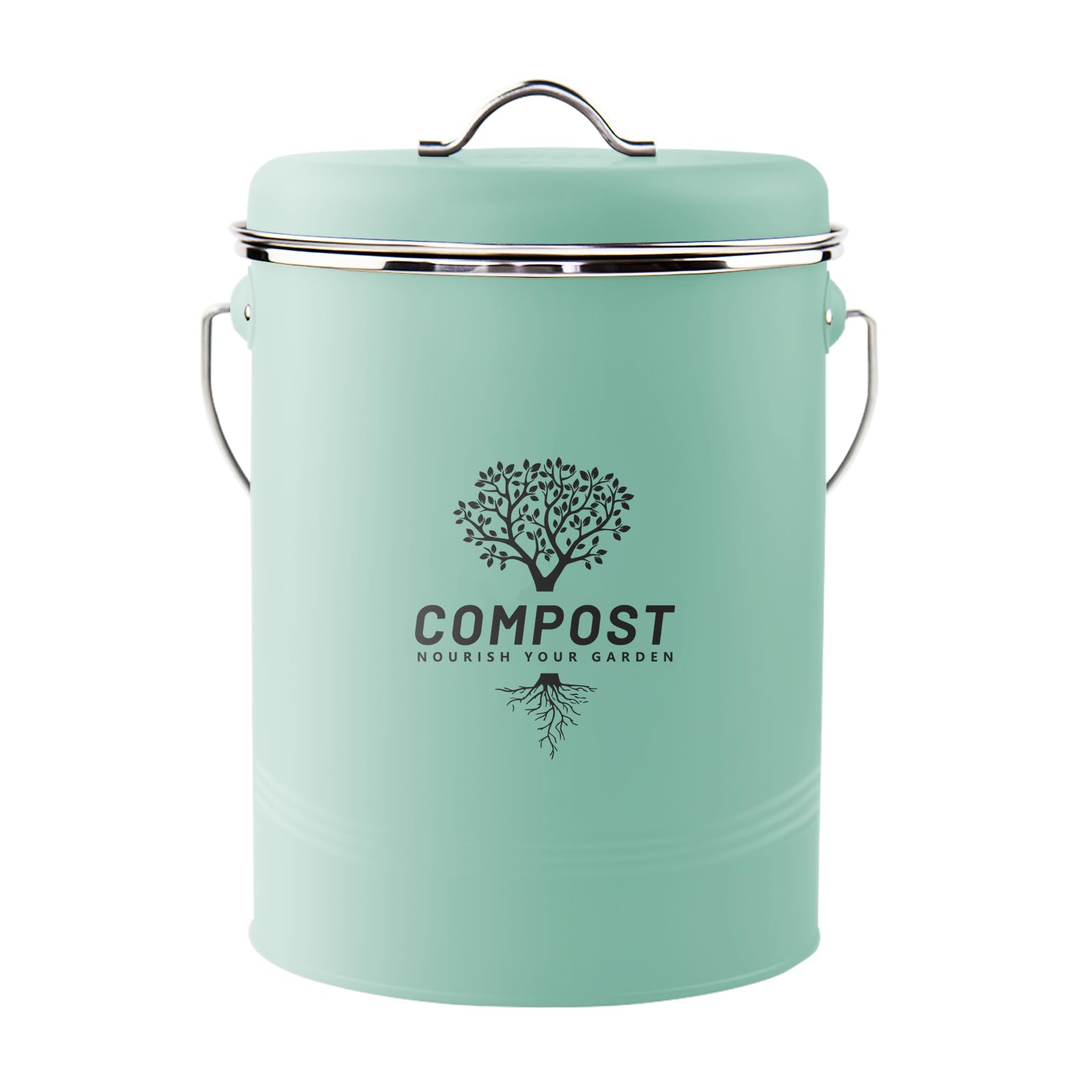 Holismo kitchen compost bin with lid keeps waste neatly contained and odors controlled.