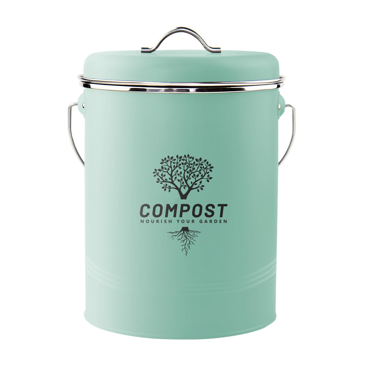 Holismo kitchen compost bin with lid keeps waste neatly contained and odors controlled.