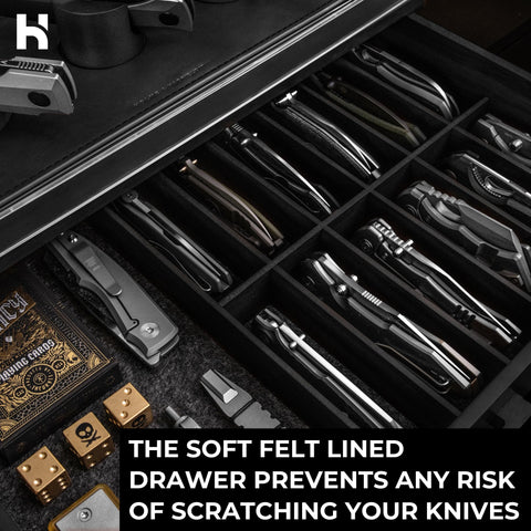 Holme & Hadfield Armory Pro hinged cover protecting blades on display