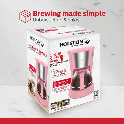 Holstein Housewares 5 Cup Pink Compact Design illustrates space-saving aesthetic for apartments
