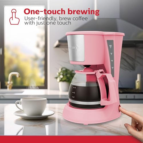 Holstein Housewares 5 Cup Pink Filter demonstrates reusable nylon filter and reduced waste