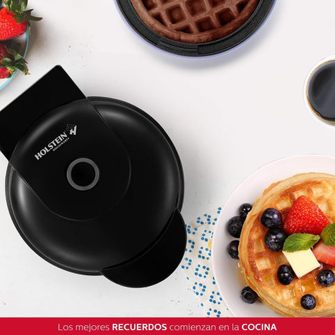 Holstein Housewares black finish waffle maker adds sleek style to kitchens.
