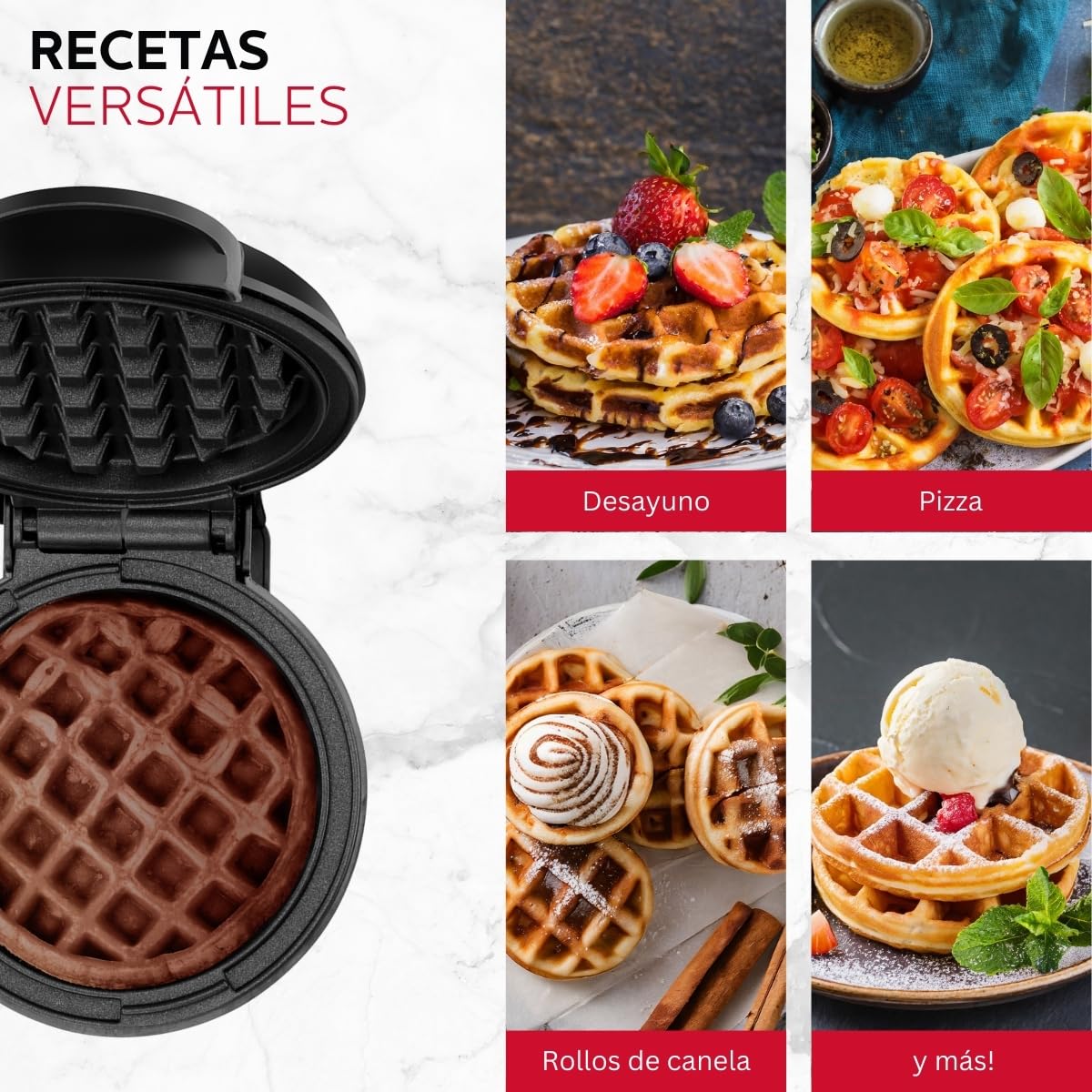 Holstein Housewares waffle maker in use with batter ready for cooking.
