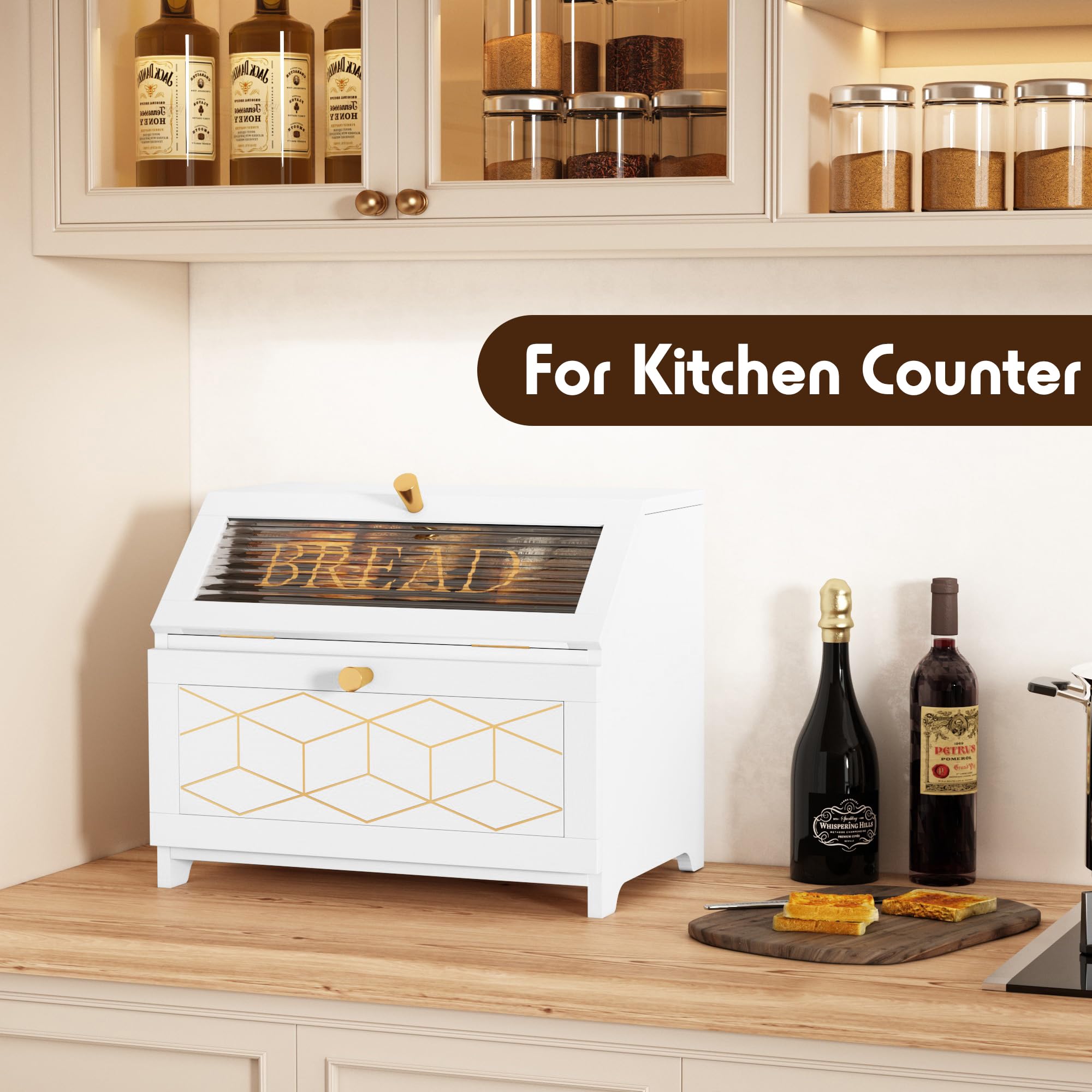 HOLTICO bread box golden trim detail highlights premium finish