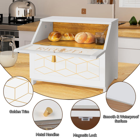HOLTICO bread box lower compartment storage for snacks and small items