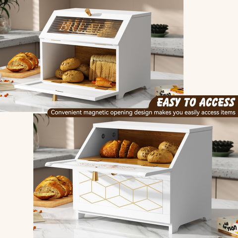 HOLTICO bread box open lid interior for easy daily access
