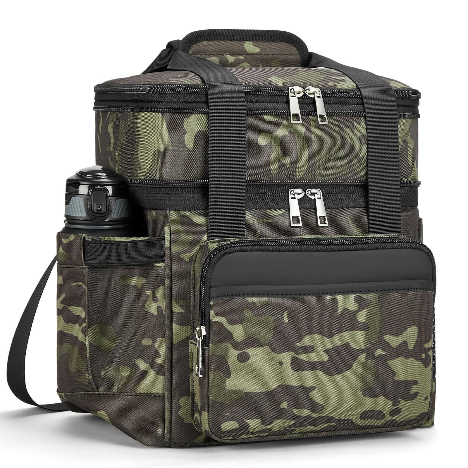 Holuxer insulated lunch bag with front leather-oxford pocket for premium daily carry.