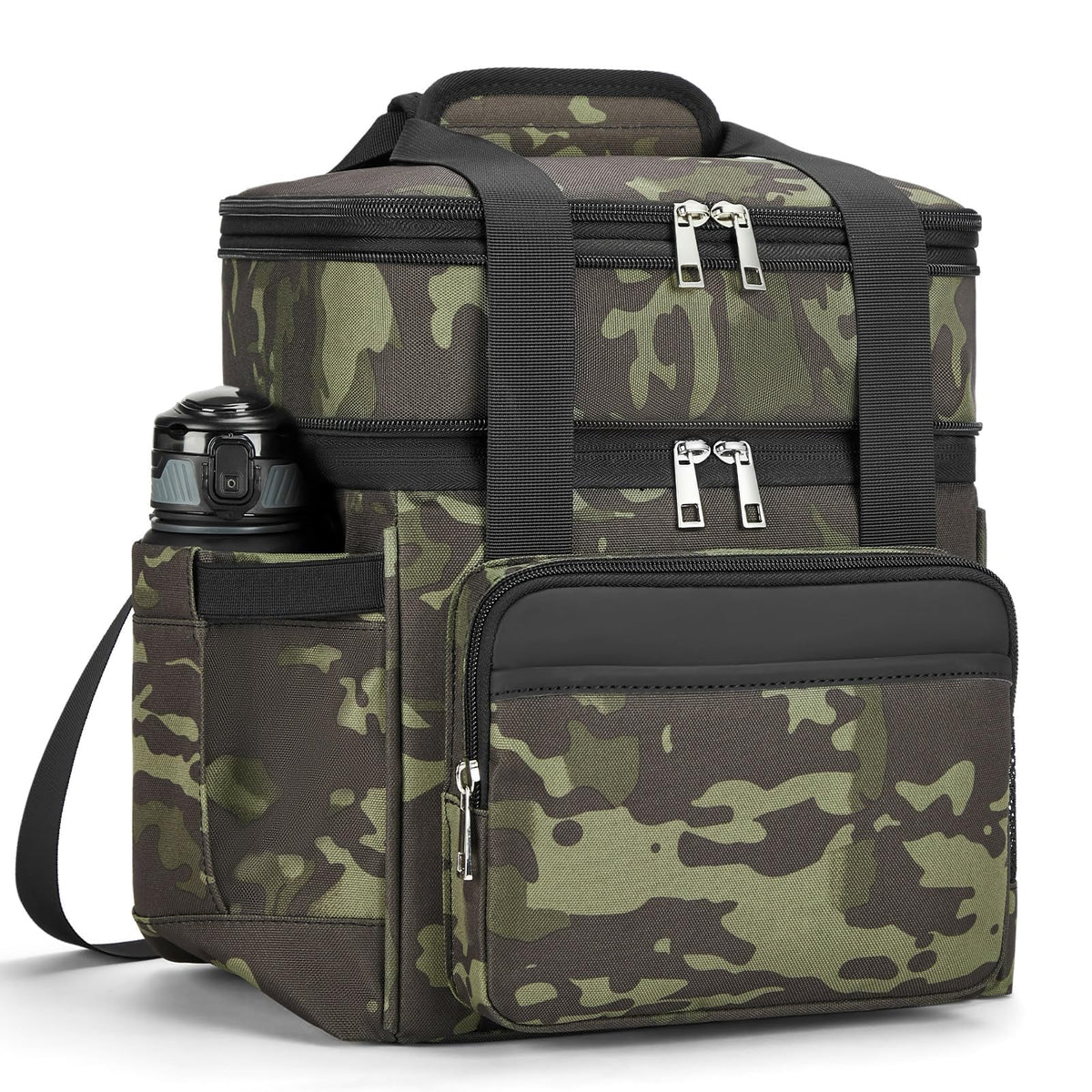 Holuxer insulated lunch bag with front leather-oxford pocket for premium daily carry.