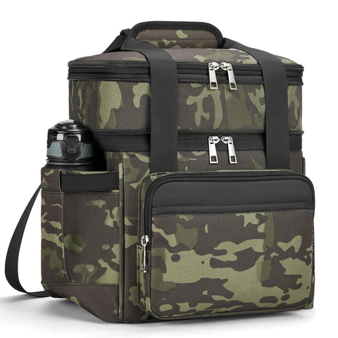 Holuxer insulated lunch bag with front leather-oxford pocket for premium daily carry.
