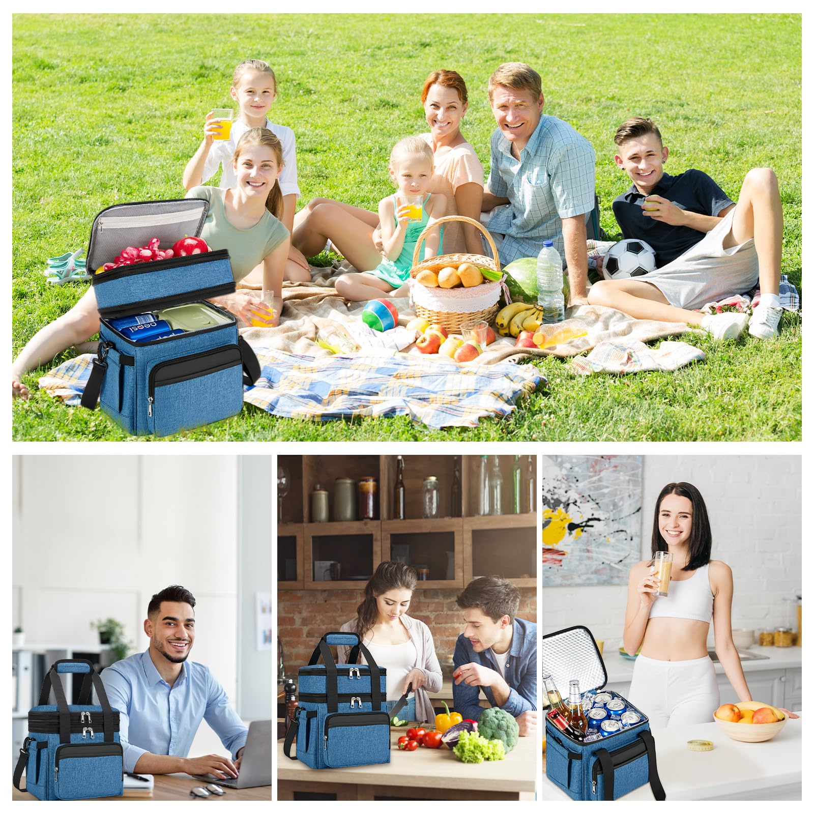 Holuxer insulated lunch bag suits work, picnics, and travel with multiple carrying options.