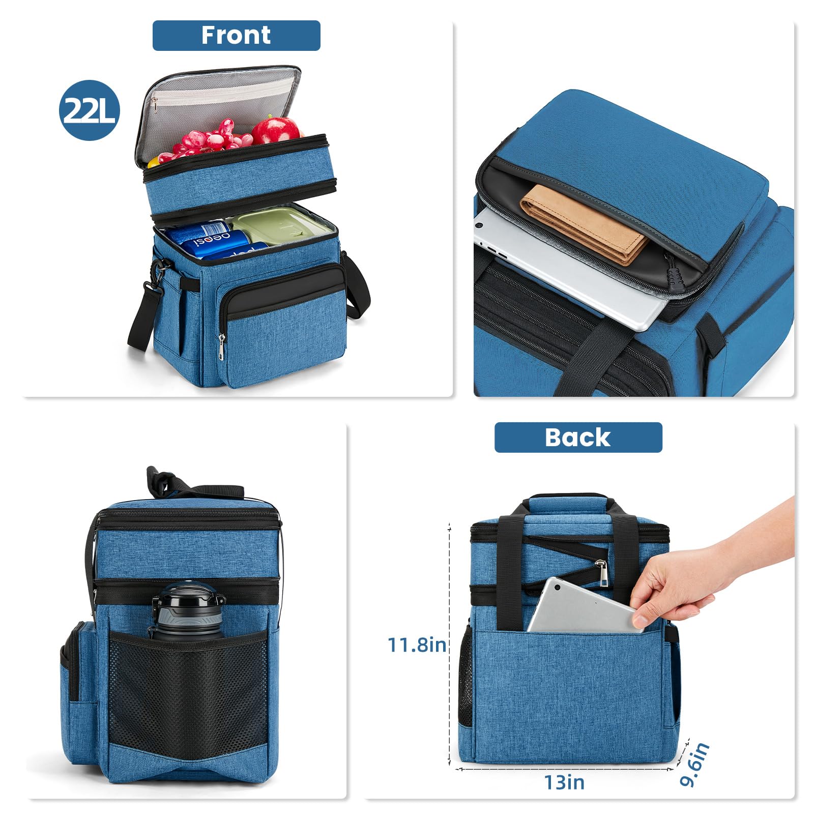 Holuxer lunch bag double-layer structure keeps contents organized for daily use